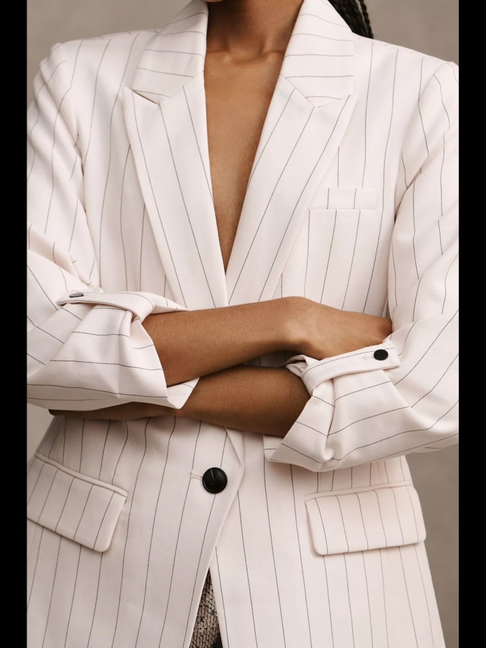 Anthropologie Maeve Striped Roll-Sleeve Blazer